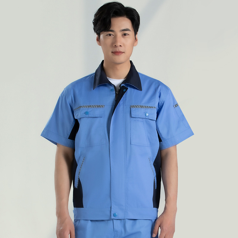 Trajes de trabajo de mangas cortas para hombres desgaste sitio de construcción de reparación de automóviles ropa mecánica y eléctrica fábrica de ropa de seguro laboral personalizada