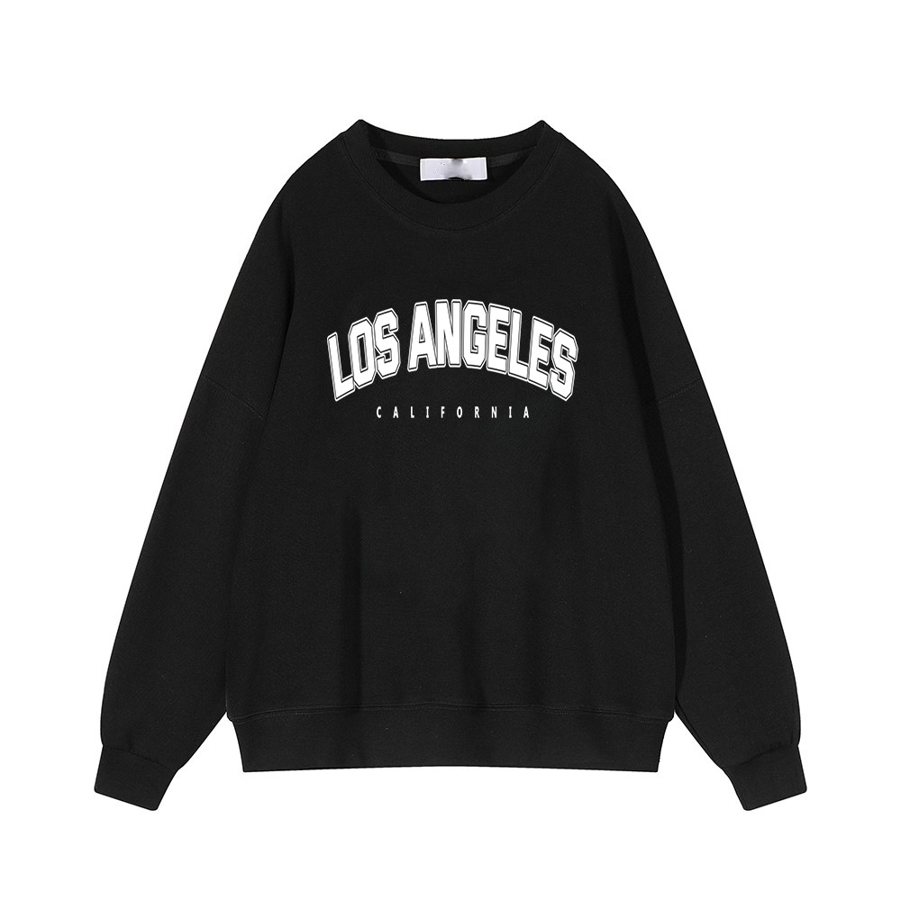 Autumn Winter Printed Loose Sweatshirt Retro Letter Graphic Pattern Fleece lined Long Sleeve Top