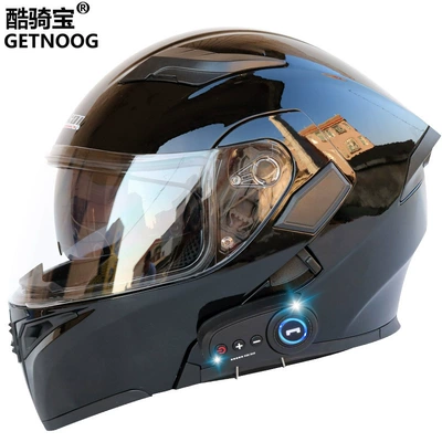 Motorcycle Safety Supplies — motorcycle Bluetooth helmet double lens - black-with-k10-bluetooth-m