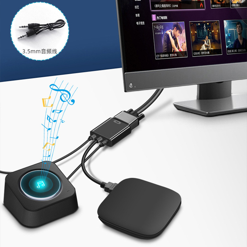 HDMI a VGA con convertidor de alimentación de audio computadora portátil cable de conexión HD cable de adaptador de video 1080p