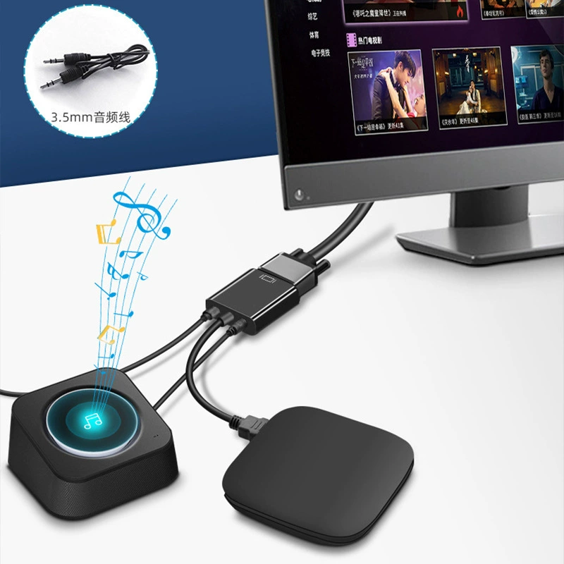 Преобразователь HDMI в VGA с питанием, конвертер для компьютера и ноутбука, виде адаптер 1080p