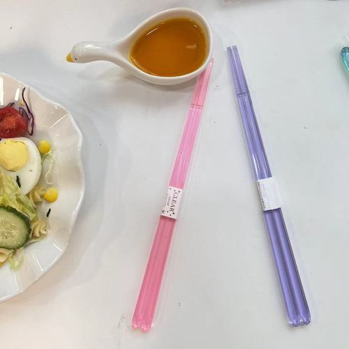 Rainbow crystal chopsticks, the same style as Chongchong, one person, one chopstick, eating chopsticks, tableware, transparent chopsticks BH340