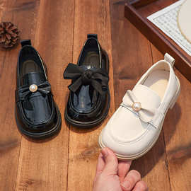 女童黑色小皮鞋儿童表演出鞋黑白色学生单鞋礼仪花童校鞋软底公主
