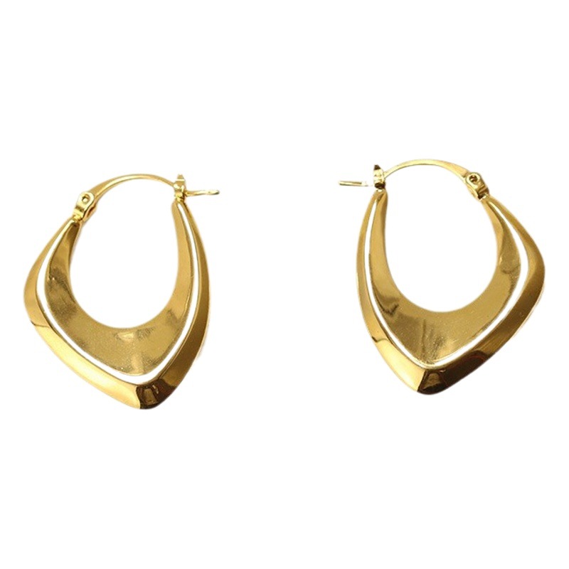Alta retención de color de latón galvanizado oro real ins pendientes geométricos estilo frío pendientes de metal simples europeos y americanos para las mujeres