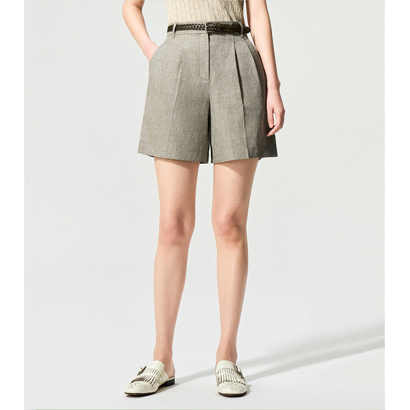 【Lang* Order】Linen Straight-Leg Casual Shorts, Summer Thin High-Waisted Old Money Style Breathable Loose Suit Pants
