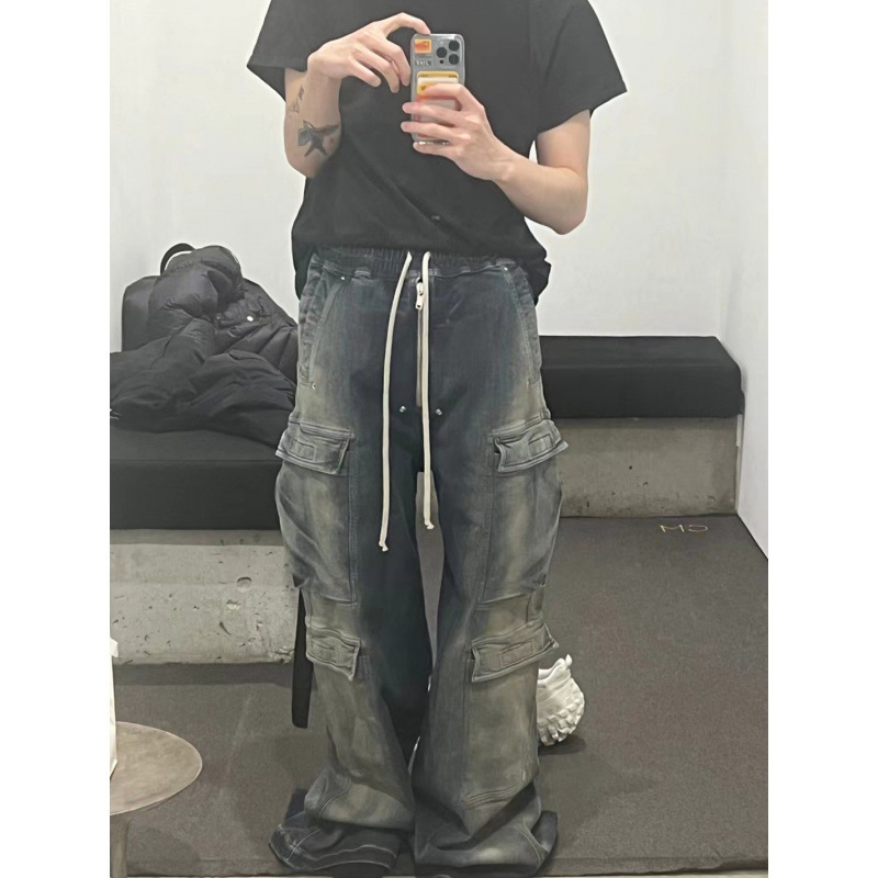 boy Men's Spring Autumn Straight Loose European And High Vibe Style Long Pants American Street Washed Vintage Fashion Jeans_viptrois.com