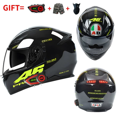 Motosiklet kaskı (dəbilqə) — Safe for Men and Women - bluetooth-model-glossy-black-46-hd-mirror-m55-56-head-circumference