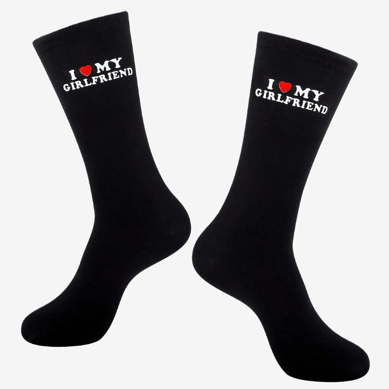 Cross-Border Plus-Size Amazon I Love My Girlfriend Couple Mid-Calf Socks Cross-Border Plus-Size Amazon I Love My Girlfriend Couple Mid-Calf Socks