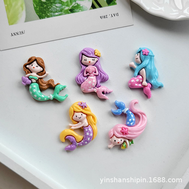 Hot Sale Classic Cartoon Mermaid Series Resin Accessories DIY Jewelry Toy Decorative Handmade Material