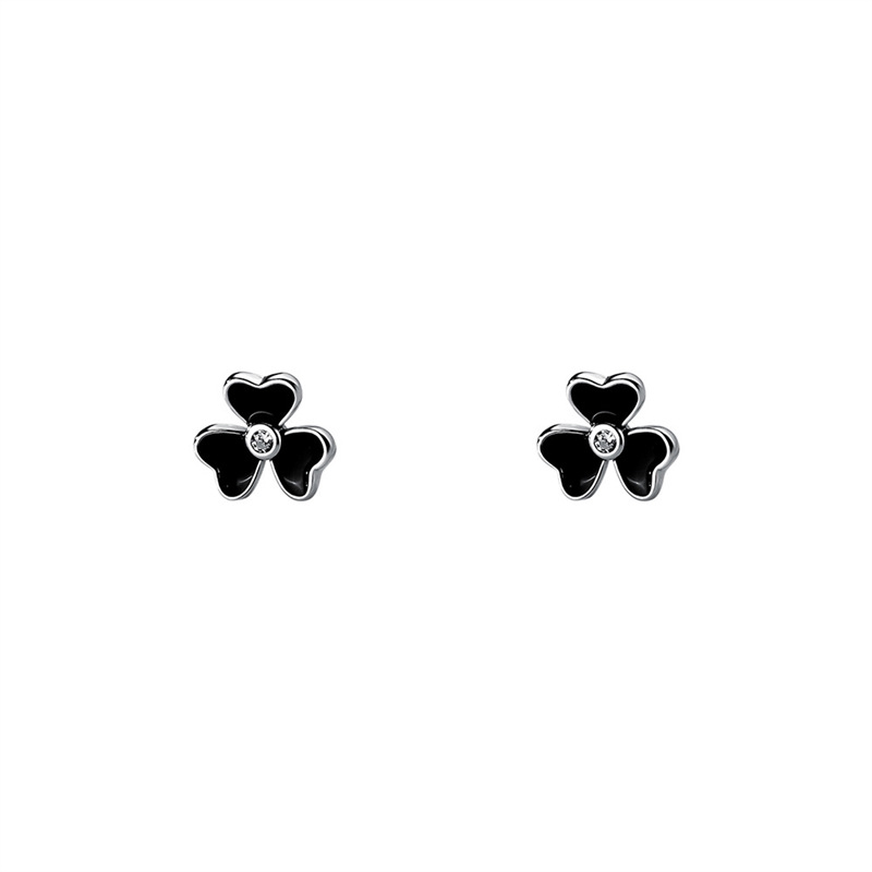 S999 Droplet Clover for Men Women, Simple and Versatile, Cute Earhole Nourishing, Pure Silver Earrings_voghion.com