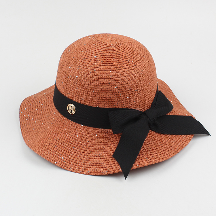 Fashion Bowknot Wave Side Foldable Sunscreen Straw Hat display picture 6