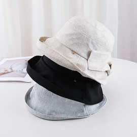 春夏新款纯棉粗布渔夫帽女日系休闲百搭时尚遮阳防嗮帽子水桶帽子