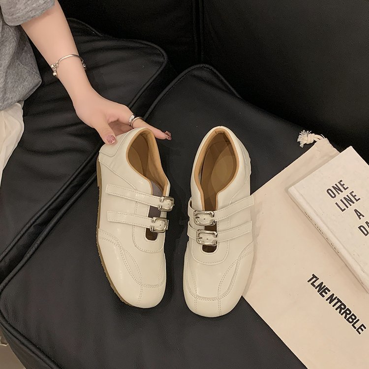 Zapatos Retro franceses de mujer 2026 nuevo velcro de verano y otoño zapatos casuales de aire extranjero zapatos de cuero pequeños