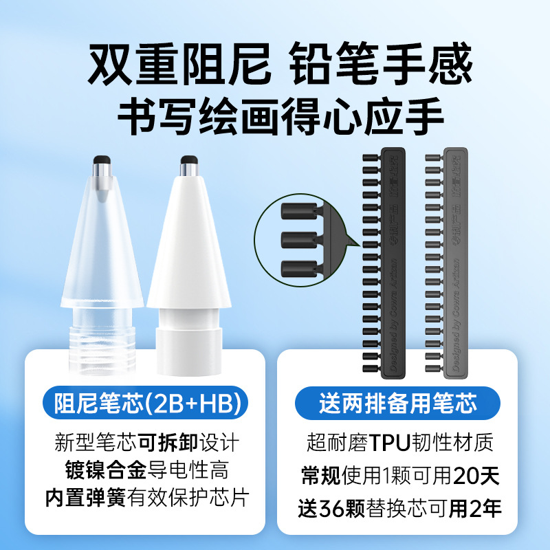 Aplicable a Apple lápiz punta de la pluma Segunda Generación cabeza de la pluma reemplazo iPad una transformación para perfeccionar la punta de la pluma de silencio