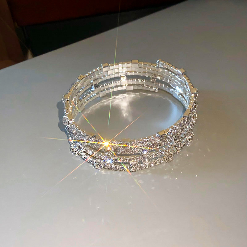 Copper Material Copper Lines Rhinestones Bangle