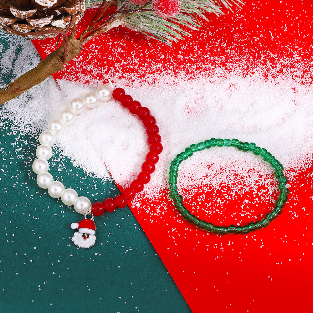 Fashion Santa Claus Beaded Womenu0027S Bracelets 2 Pieces