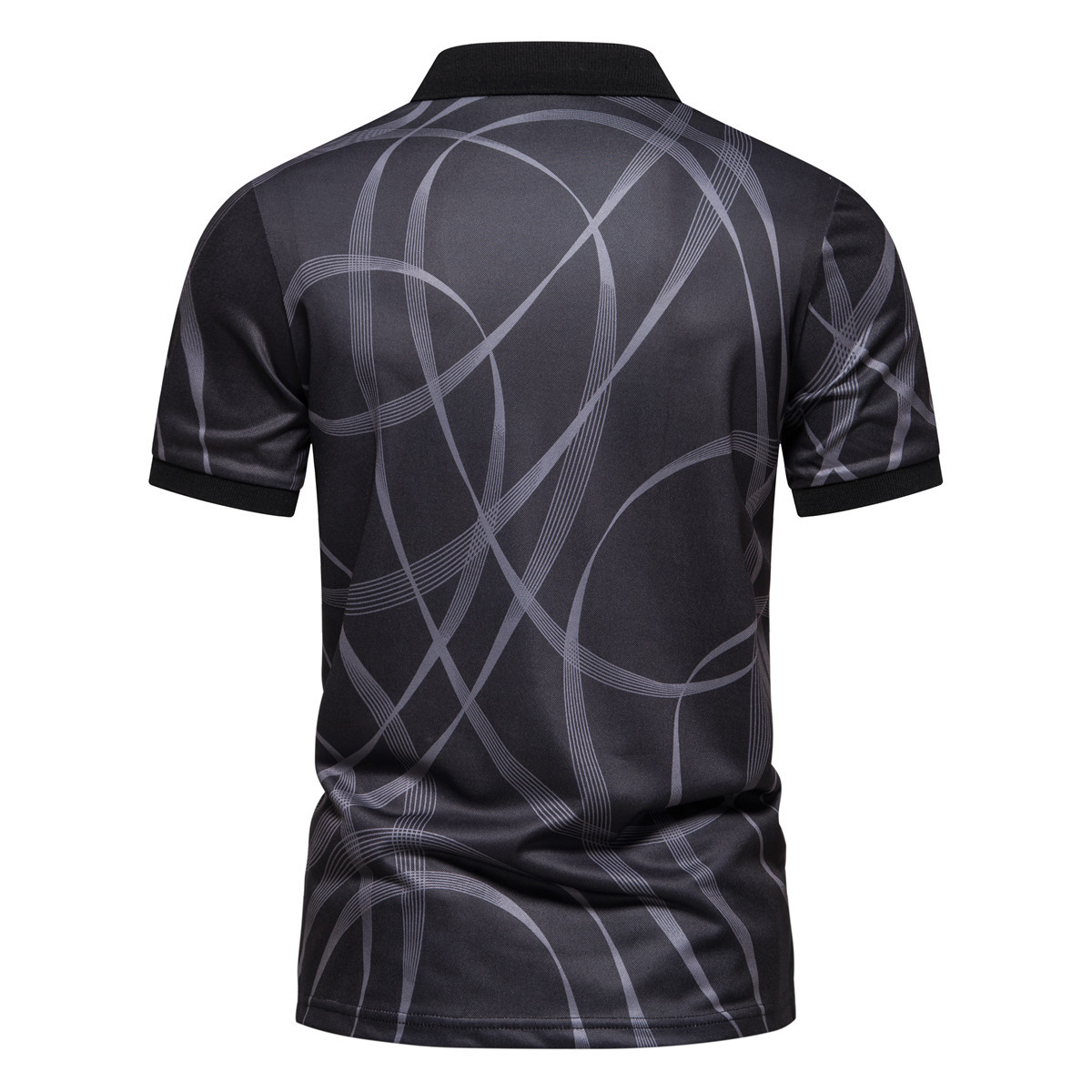 Polo d'été décontracté avec imprimé rayé, T-shirt à manches courtes pour hommes_voghion.com