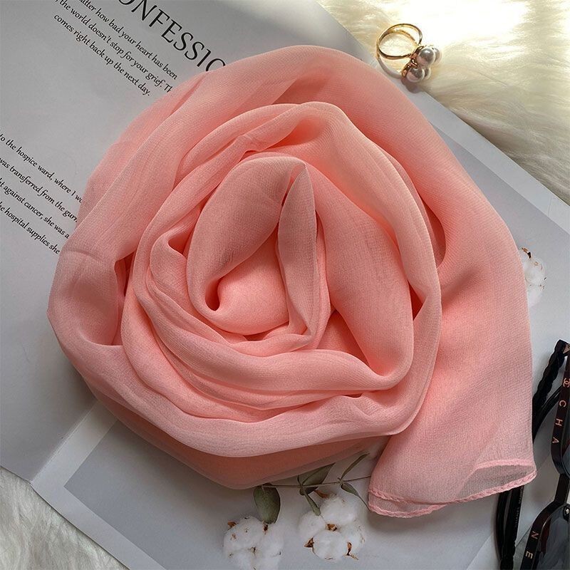 Hangzhou Silk Scarf for Women, Versatile Mulberry Silk Scarf, Summer Sun Protection Beach Scarf, Solid Color Long Shawl, Supports Mixed Batch Orders