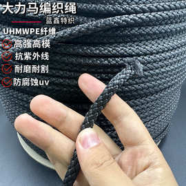 大力马绳 UHMWPE8股编织绳6mm2吨拉力 耐海水腐蚀不褪色抗老化绳