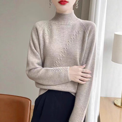 羊绒毛衣女25秋冬新款半高领打底衫加厚针织衫内搭上衣宽松纯色麻