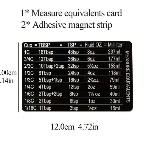 Cross-border magnetic refrigerator sticker with magnetic scale plate baking unit comparison table measuring cup measuring spoon accessories manufacturer now