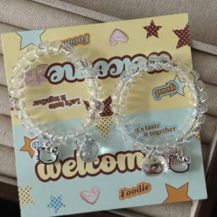 夏の新商品の氷透の白い猫の電話線の清新な甘い風の少女の馬尾の髪の紐の髪飾りの新型の卸売り