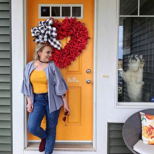 Cangyan  cross-border new door decorations fabric Valentine's Day wreath heart wall hanging holiday arrangement