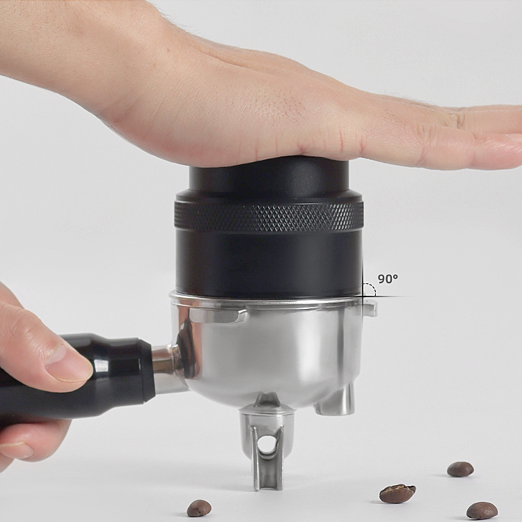 Balanced coffee press, stainless steel flat bottom push-type powder distributor, press hammer, filling pressure 51/58mm/53MM