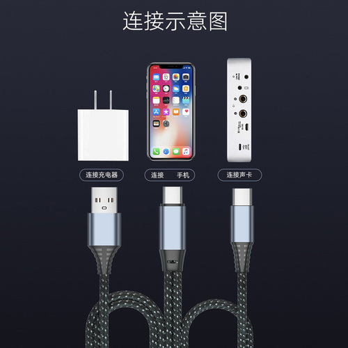 Live otg sound card cable suitable for Apple to typec Android Huawei mobile phone charging audio recording data cable
