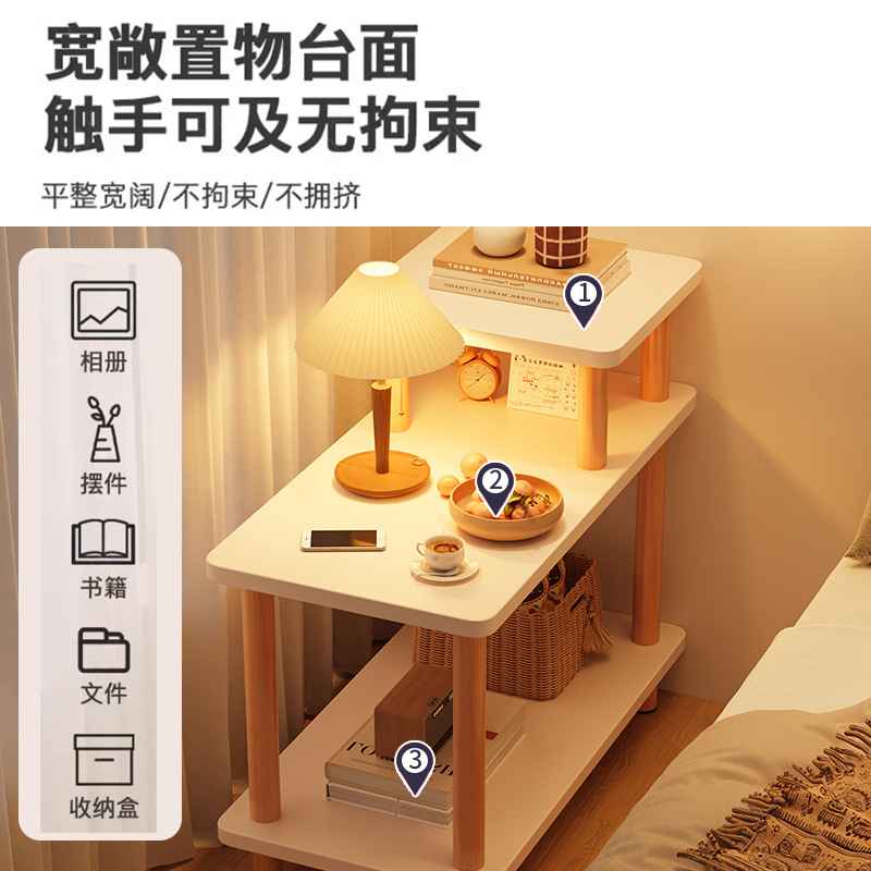 Mesita de noche, dormitorio moderno simple, pequeño armario junto a la cama, mesita de noche, estante de almacenamiento junto a la cama para habitación de alquiler simple