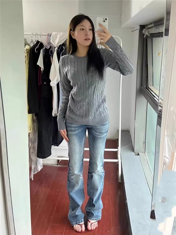 复古微喇低腰牛仔裤女春秋新款紧身显瘦美式vibe风直筒裤子|undefined