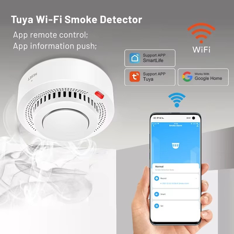 Foreign Trade New Graffiti Smoke Alarm Wifi Smoke Sensor Tuya Smoke Alarm Smoke Detector