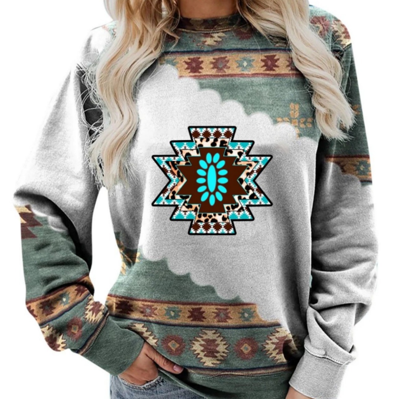sweatshirt with a round collar