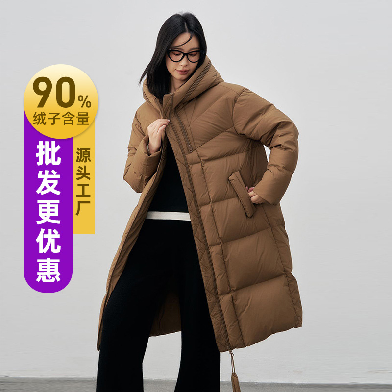 90% Duck down 2025 Winter Fashion Casual Loose down Jacket for Women, Mid-Length, Thickened, Warm, Popular Style, One-Piece Wholesale