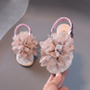 Sandals, summer footwear, children's fashionable slide, slippers, boho style, flowered, soft sole