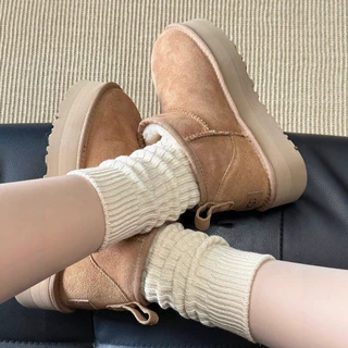 秋冬季美拉德色系小腿袜韩版简约休闲堆堆袜棉袜搭配同色系勃肯鞋