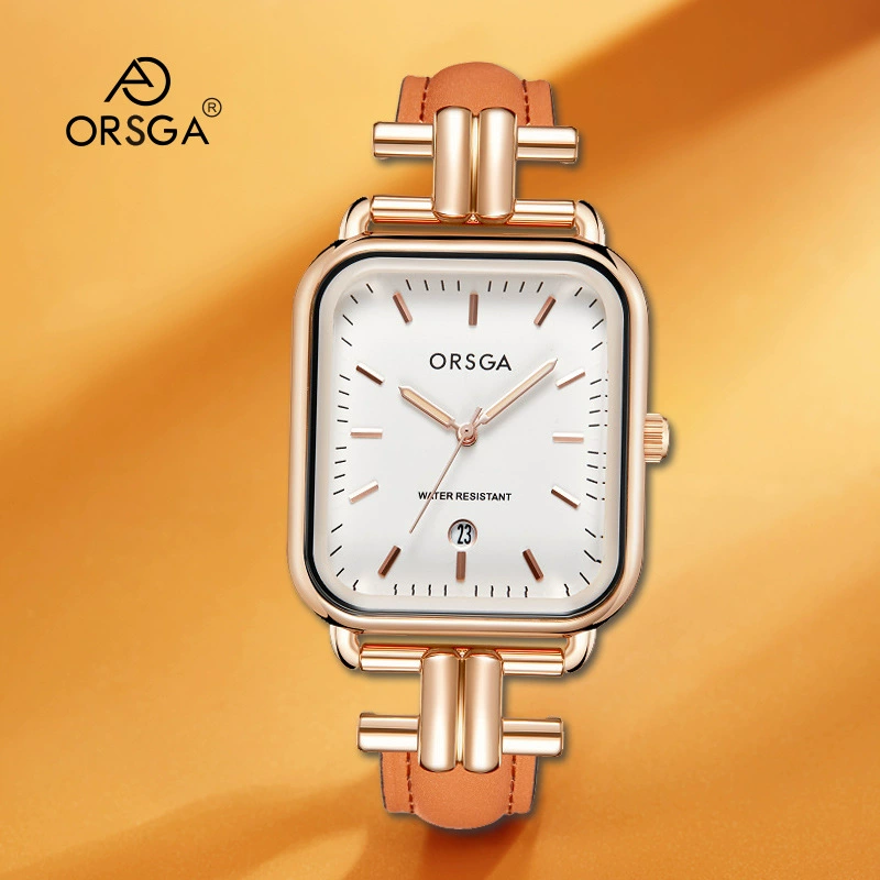 ORSGA (跨境贸易), стильные часы, квадратный календарь, кварцевый ремень, для любимого