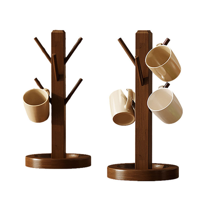 Estante de almacenamiento de tazas de madera maciza, soporte para tazas de té de drenaje al revés, soporte para almacenamiento de tazas de café, adornos de almacenamiento de llaves