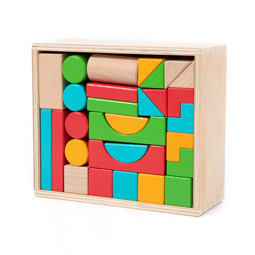 Colorful beech wood shape cognitive building blocks puzzle puzzle board early education educational wooden children's castle building Jenga toy