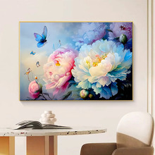 新款雾里看花十字绣2024新款淡雅牡丹花开富贵小清新唯美客厅卧室