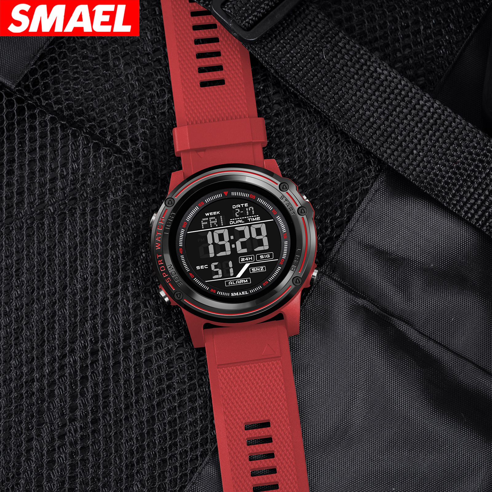 SMAEL reloj deportivo de pantalla única al aire libre estilo callejero personalidad impermeable reloj electrónico para hombres y mujeres