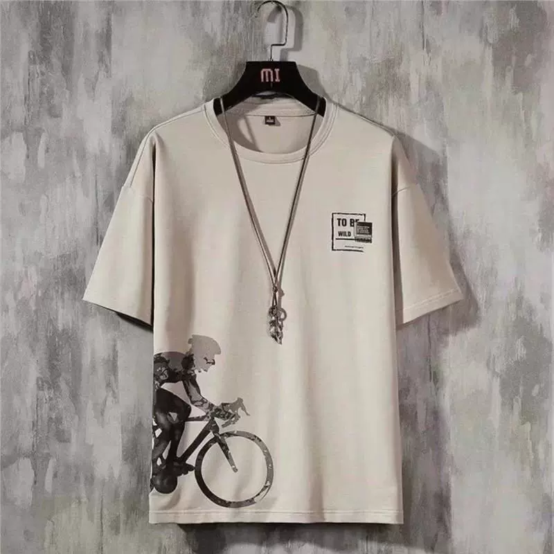 Футболка с коротким рукавом мужской 2024 летний новый модный бренд ins тренд свободная одежда рубашка с половиной рукава футболка мужская одежда