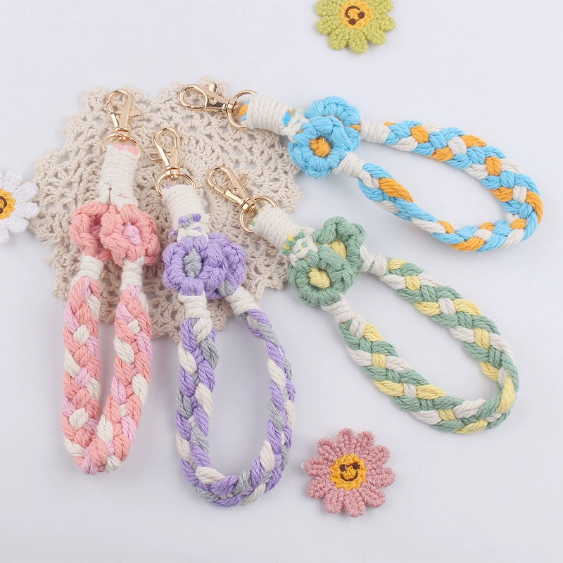 Creative strap for keys handmade, woven keychain, pendant, accessory, DIY, flowered