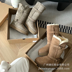 【公版】一件代发 3.5cm成型底 羊皮毛一体厚底高筒骑士靴雪地靴