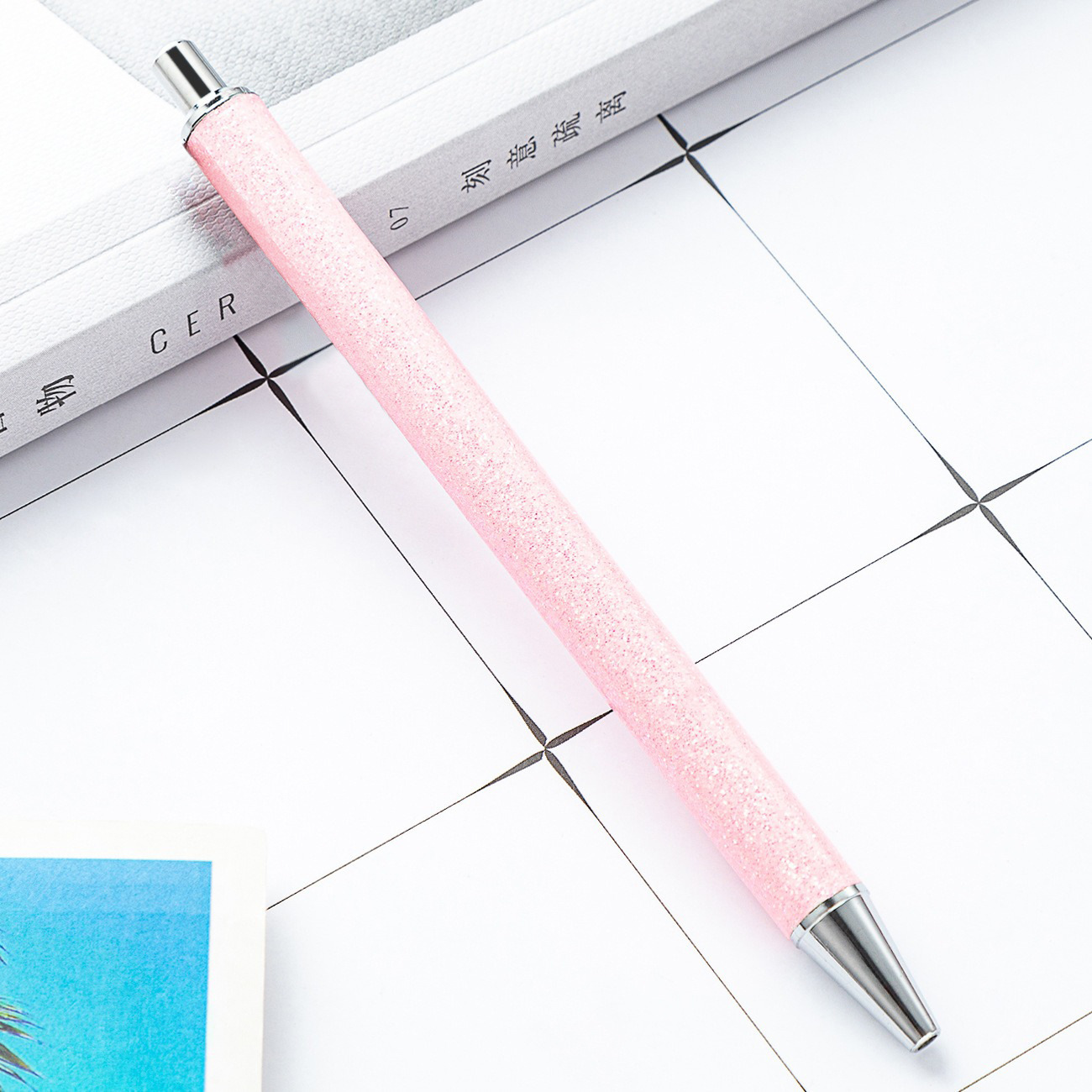 Presione el bolígrafo de polvo de oro al por mayor prepucio pu Glitter pen logotipo imprimible creativo multicolor Bolígrafo De Metal