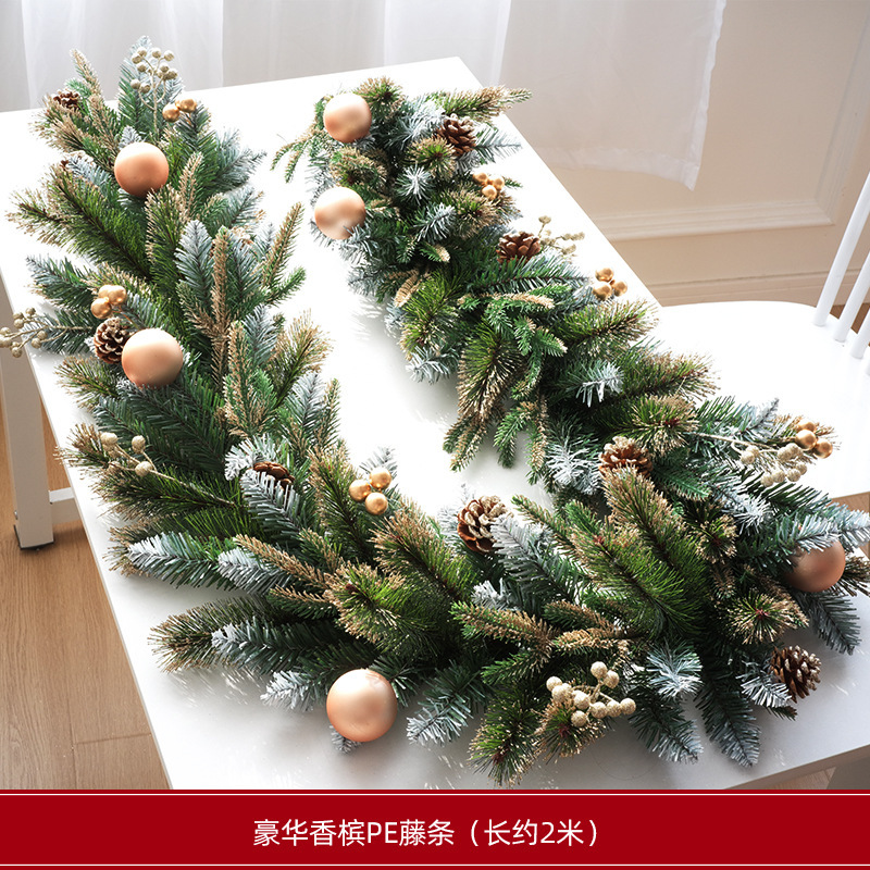 跨境圣诞装饰门挂落雪圣诞节装饰藤条摆件装饰品挂件商场场景布置|undefined