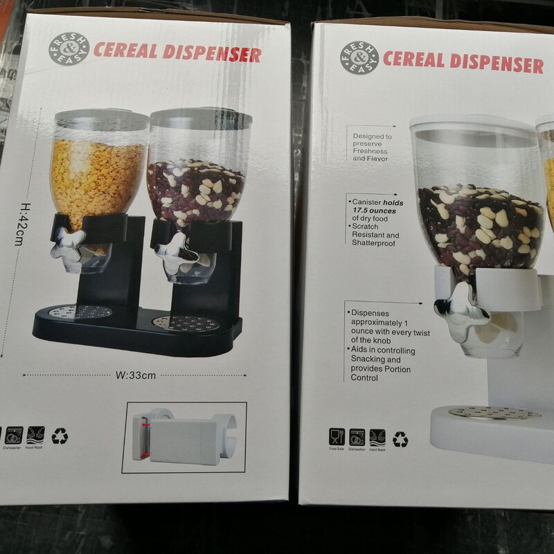 Cerealディスペンサーダブルヘッド3.5l直立プラスチック麦マシンシリアルマシン台所食品分配タンク|undefined