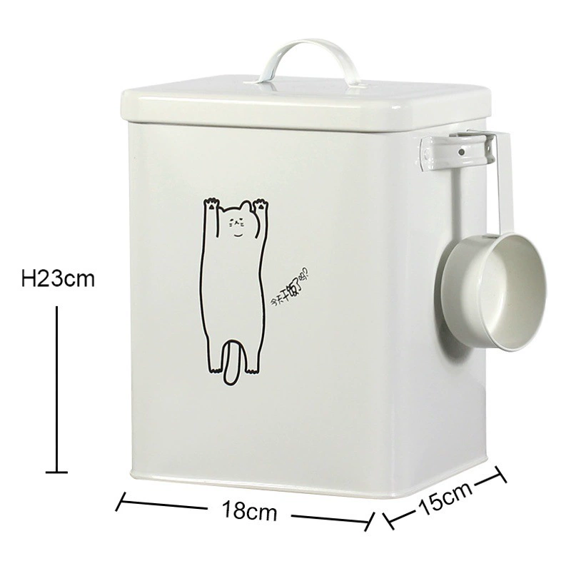 Поколение ценных ведер для хранения зерна для домашних животных, герметичное влагостойкое ведро для хранения закусок для кошек и собак, сублимированное Оловянное ведро