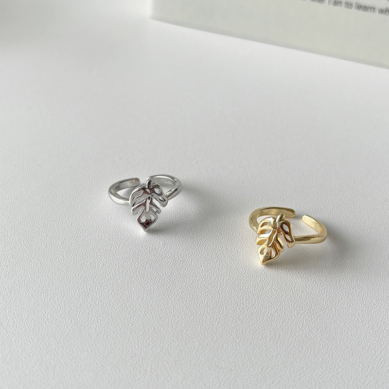 Simple Style Leaves Copper Hollow Out Open Ring