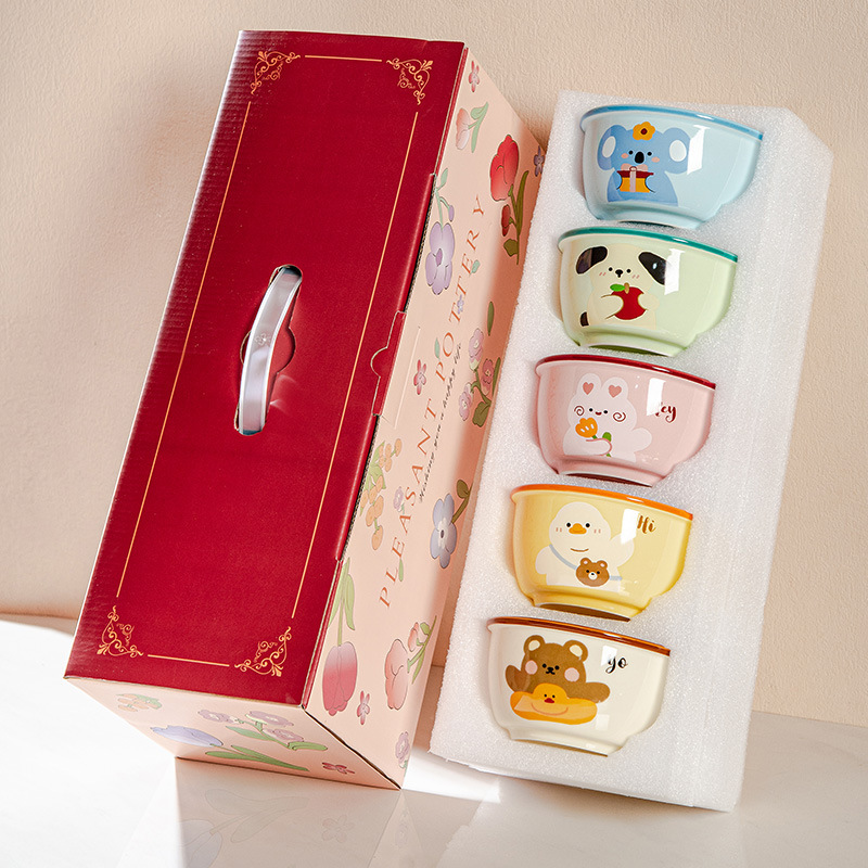 アニマルランド ライスボウル ホーム 2025 新しい誕生日ギフト食器子供用小ボウル個人用かわいい磁器ボウル|undefined